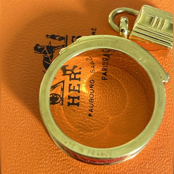 💯AUTHENTIC HERMES KELLY CADENA MOTIF SCARF RING W/BOX - SIZE 9.5 - Picture 11 of 14